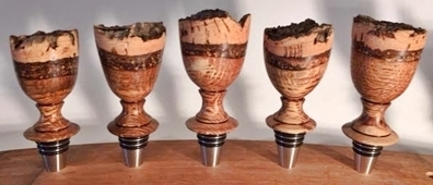 stainless steel bottle stoppers with natural edge wood tops