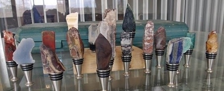 rock collection made into bottle stoppers