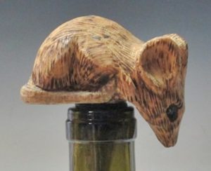 hand carved mouse bottle stopper