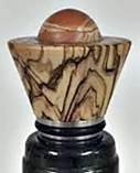 Jerusalem stone and Bethlahem olive wood on a wine bottle stopper, handcrafted gift for wine lover