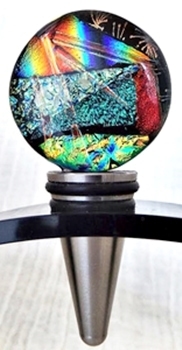 fused glass on stainless steel bottle stopper