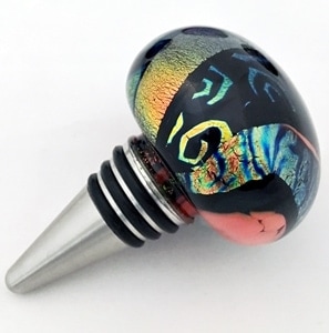 blown glass on stainless steel bottle stoppers