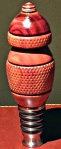 enhanced woodturned bottle stopper, stainless steel