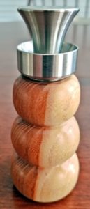 Woodturning on stainless steel bottle opener