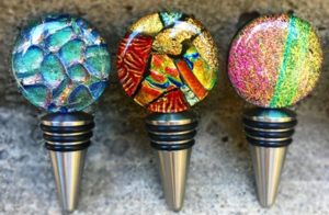 Fused glass bottle stopper