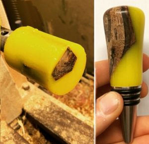 poured resin stainless bottle stopper