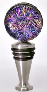 stainless stopper with fused glass top