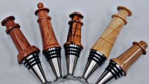 stainless stoppers with wood lighthouses