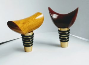 brass bottle stoppers with wood handle tops