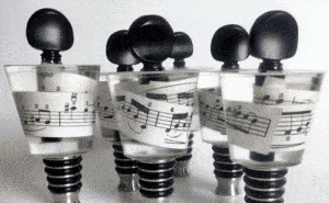 stainless stoppers with music sheets in resin
