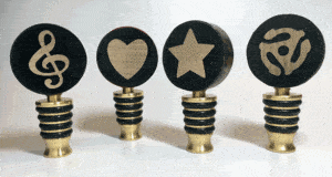 brass stoppers with wood tops