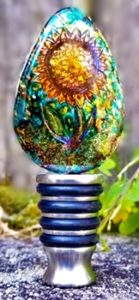 Carved copper on stainless wine stopper