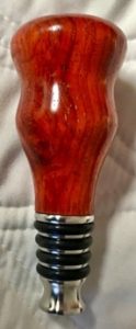 stainless wine stopper with turned wood top