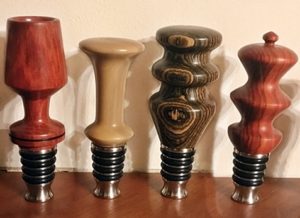 turned wood tops on stainless stoppers