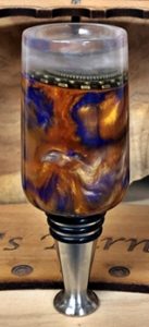 stainless stopper with poured resin turned top