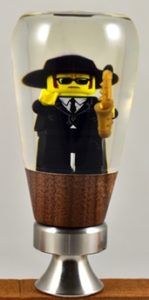 lego man in resin on bottle opener