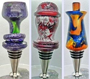 stainless stoppers with turned resin tops