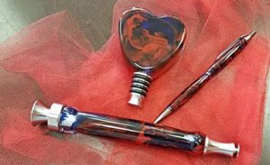 resin heart stainless stopper turned pen
