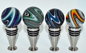 blown glass on stainless steel bottle stoppers