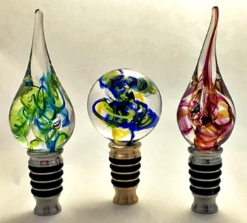 blown glass on stainless stoppers