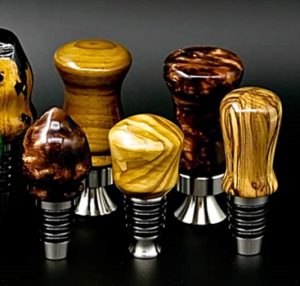 Olive wood bottle stoppers stainless steel Niles