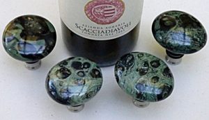 Polished stone wine bottle stoppers