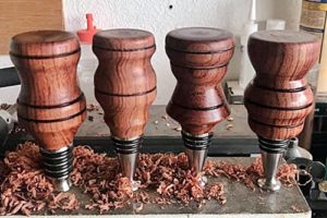 stainless steel bottle stopper with wood turned top