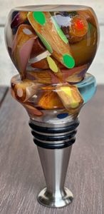 pencils in resin turned bottle stopper top
