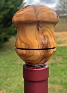 turned wood bottle stopper stainless steel