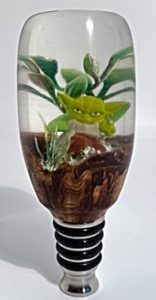 resin with wood on stainless steel bottle stopper