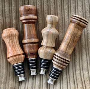 wood turned stainless steel bottle stoppers