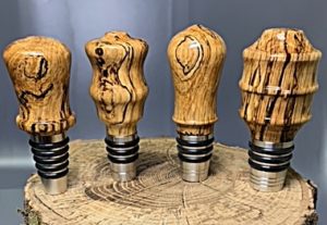 stainless steel bottle stoppers with spalted wood tops