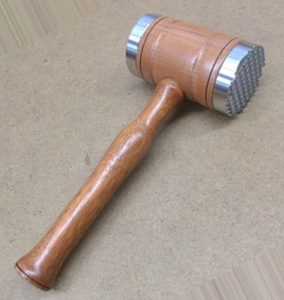 Meat tenderizer mallet stainless steel cherry wood
