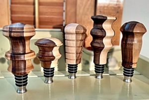two tone wood on stainless wine stoppers