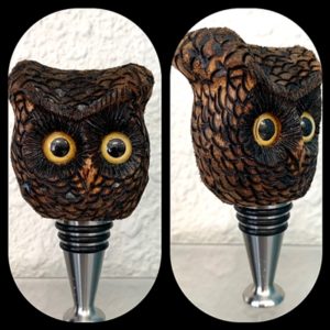 hand carved owl bottle stopper