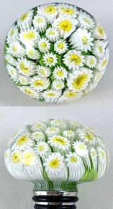 Blown glass with daisies bottle stopper