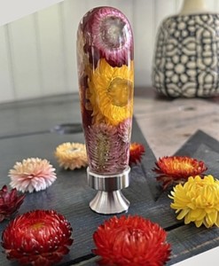 straw flowers in resin