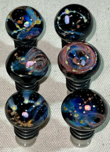 Glass galaxy bottle stoppers
