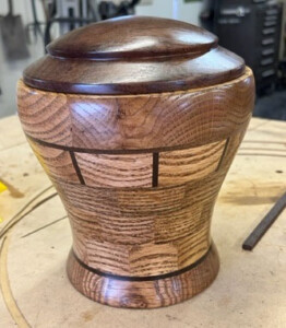 Segmented wood urn