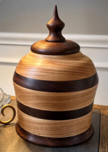 Hand turned wood urn.